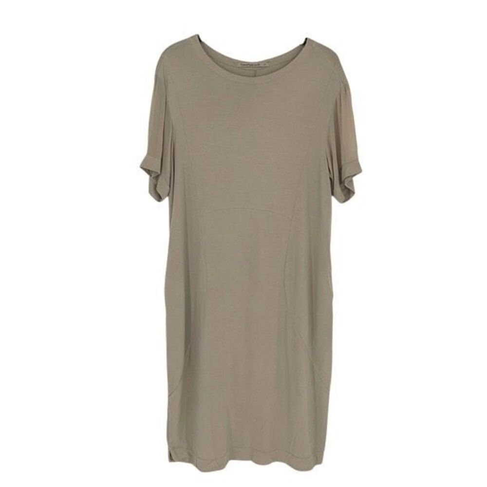 Transit Par-Such Womens Crew Neck Short Sleeve Midi T-Shirt Dress Beige‎ Medium